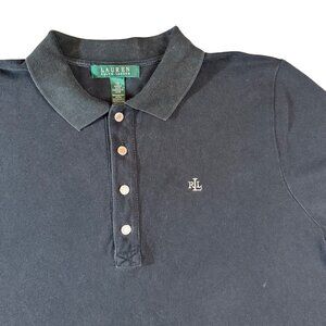 Lauren Ralph Lauren Navy Blue Cotton Polo Shirt Short Sleeve 1X Womens